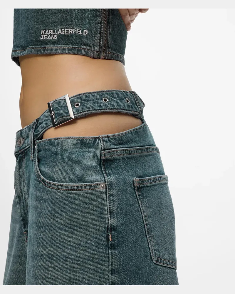 Karl Lagerfeld Weite Jeans Mit Niedrigem Bund Und Schnalle, Damen, Sanft Getöntes Blau, Größe Sanft