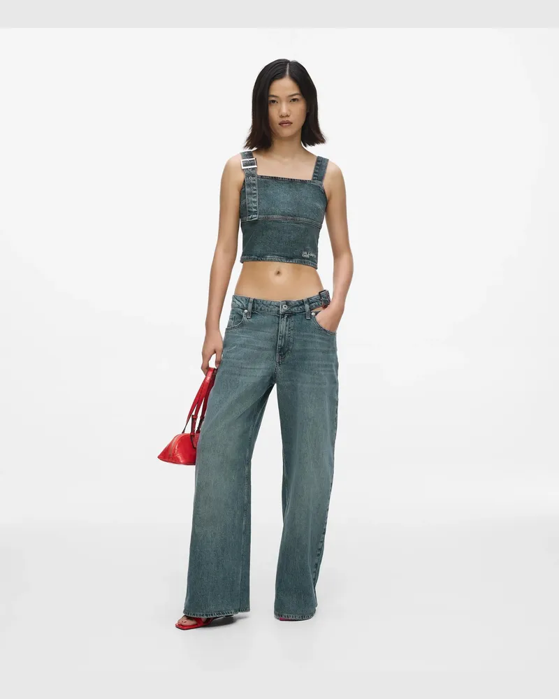 Karl Lagerfeld Weite Jeans Mit Niedrigem Bund Und Schnalle, Damen, Sanft Getöntes Blau, Größe Sanft