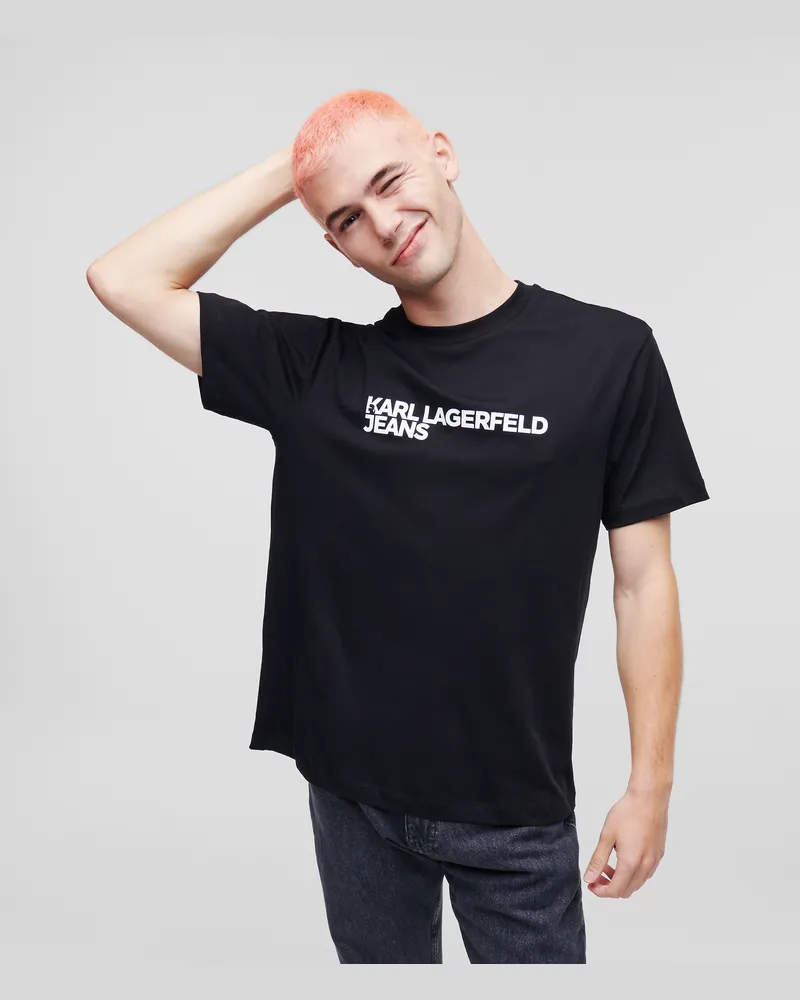 Karl Lagerfeld T-shirt Mit Logo, Mann, Schwarz, Größe Schwarz