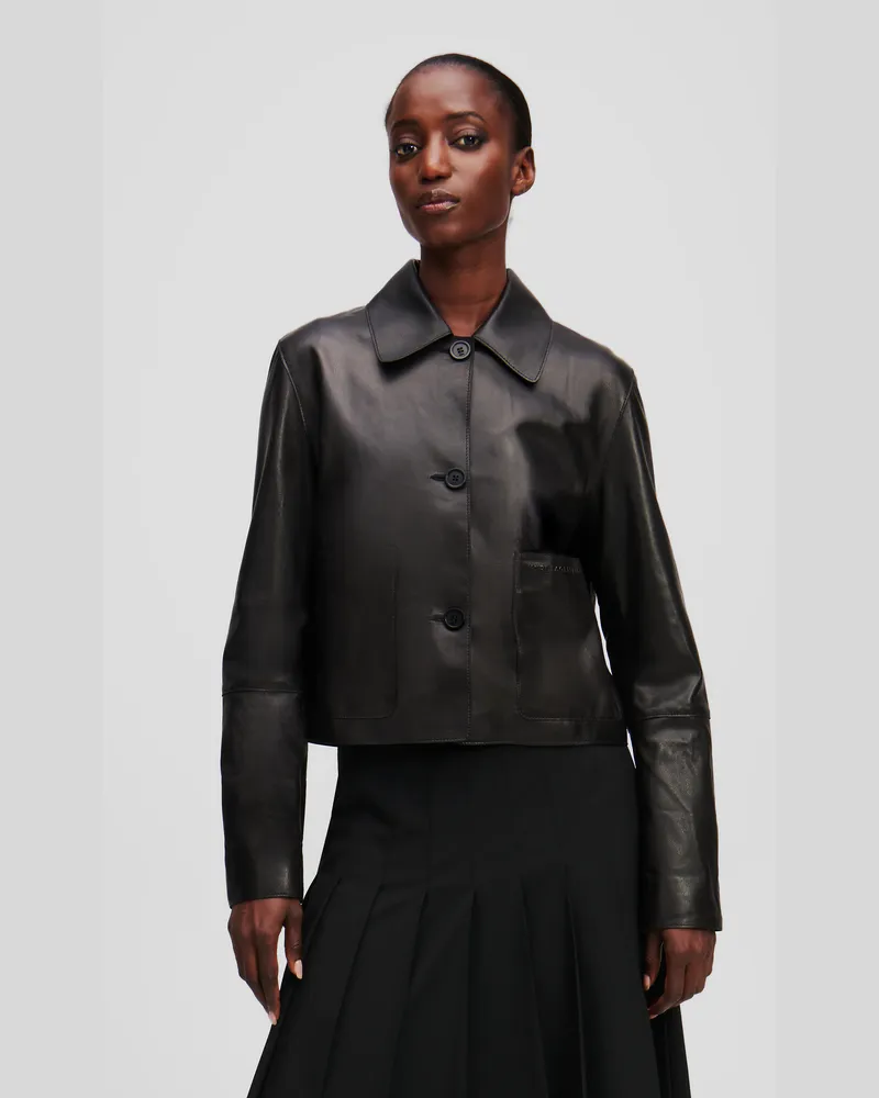 Karl Lagerfeld Lederjacke, Frau, Schwarz, Größe Schwarz