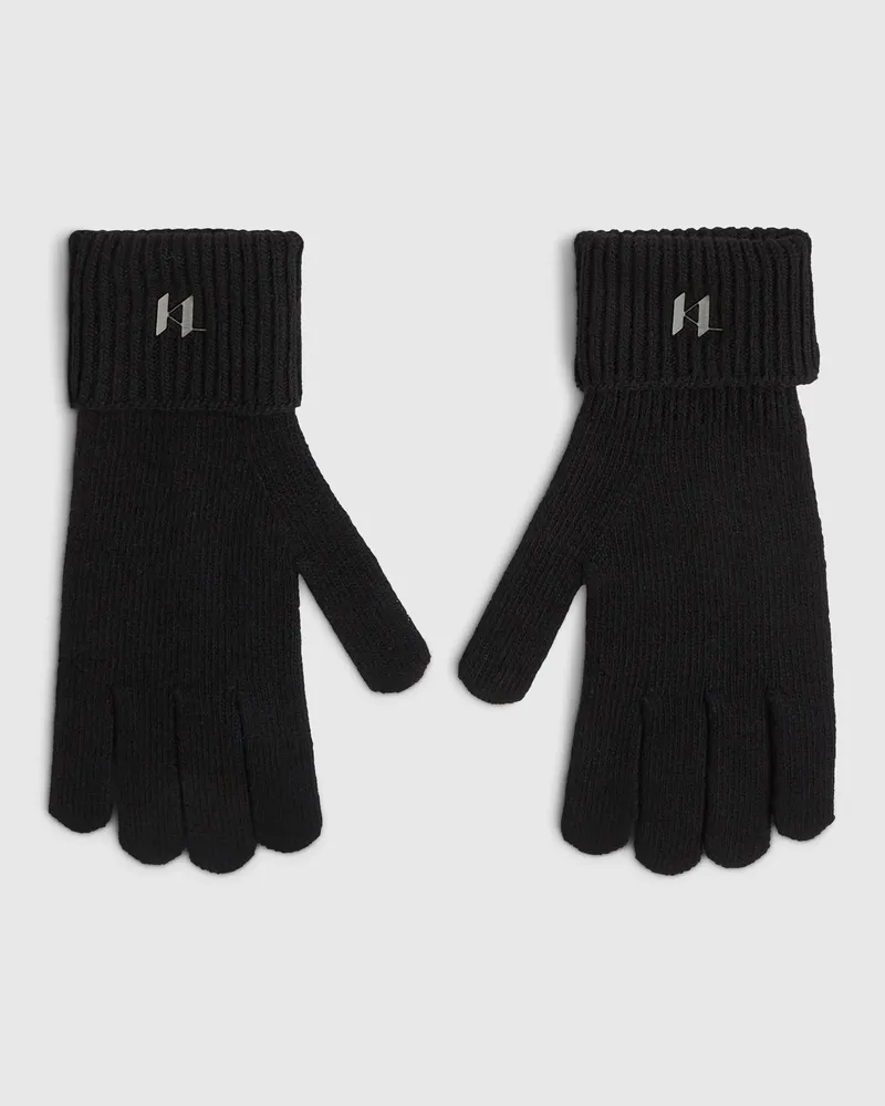 Karl Lagerfeld K/monogram Strickhandschuhe, Herren, Schwarz, Größe Schwarz