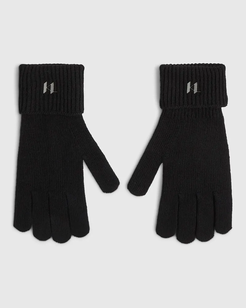 Karl Lagerfeld K/monogram Strickhandschuhe, Herren, Schwarz, Größe Schwarz