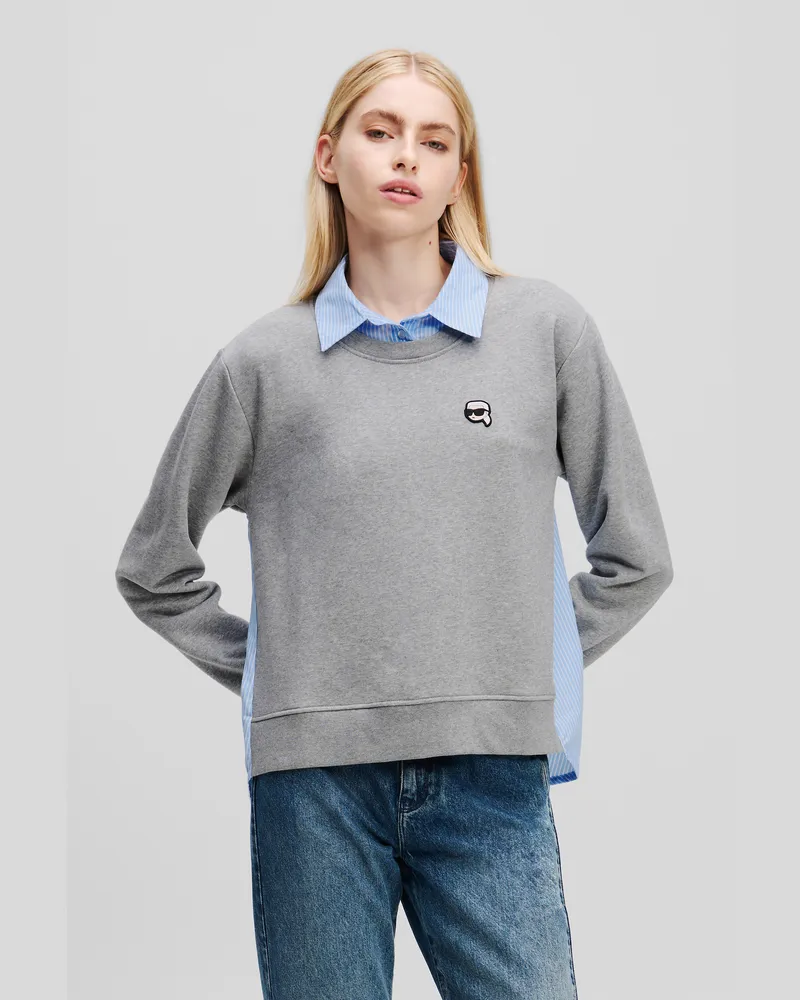 Karl Lagerfeld Ikon sweatshirt Aus Mischgewebe, Frau, Hellgrau Mel, Größe Hellgrau