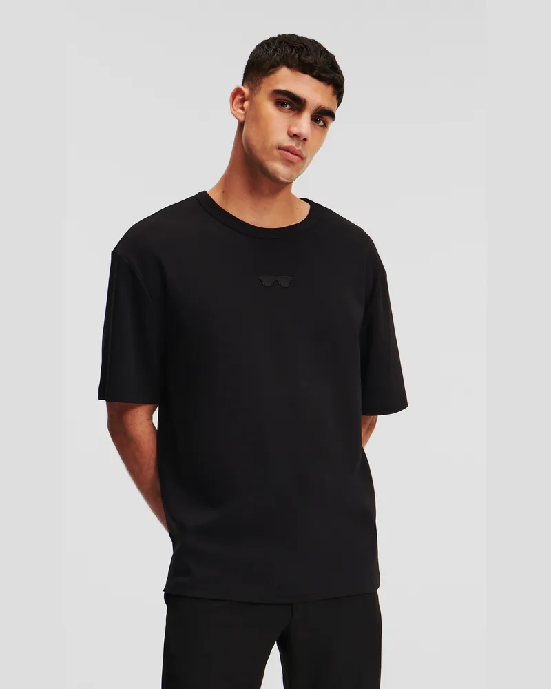Karl Lagerfeld Oversize-t-shirt Mit Sonnenbrille, Mann, Schwarz, Größe Schwarz