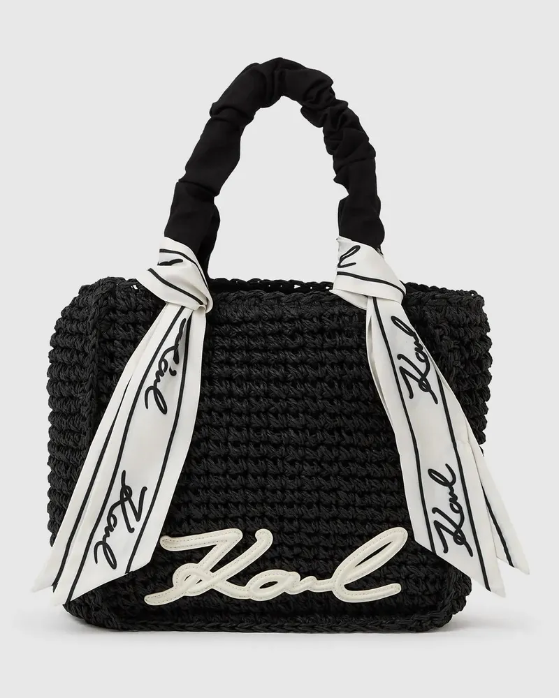 Karl Lagerfeld Signature-strandtasche Mit Schals, Damen, Schwarz, Größe Schwarz