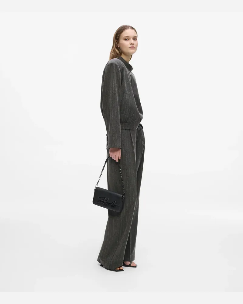 Karl Lagerfeld Streifenhose Mit Geradem Bein, Damen, Grau Melang, Größe Grau