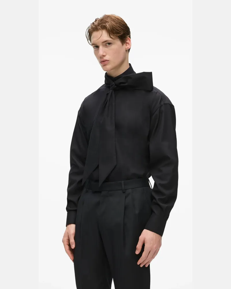 Karl Lagerfeld Kl Studio Hemd Mit Schluppe, Male, Schwarz, Size Black