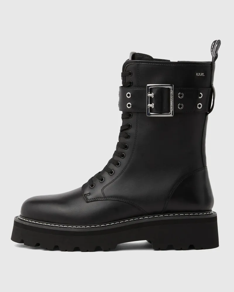 Karl Lagerfeld Kyla Schnürstiefel Mit Schnallen, Female, Schwarz, Size Black