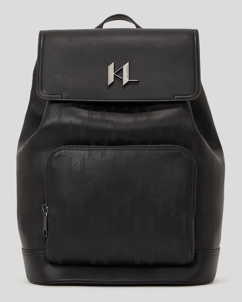 Karl Lagerfeld K/plak Rucksack mit Lochmuster, Mann, Schwarz Schwarz