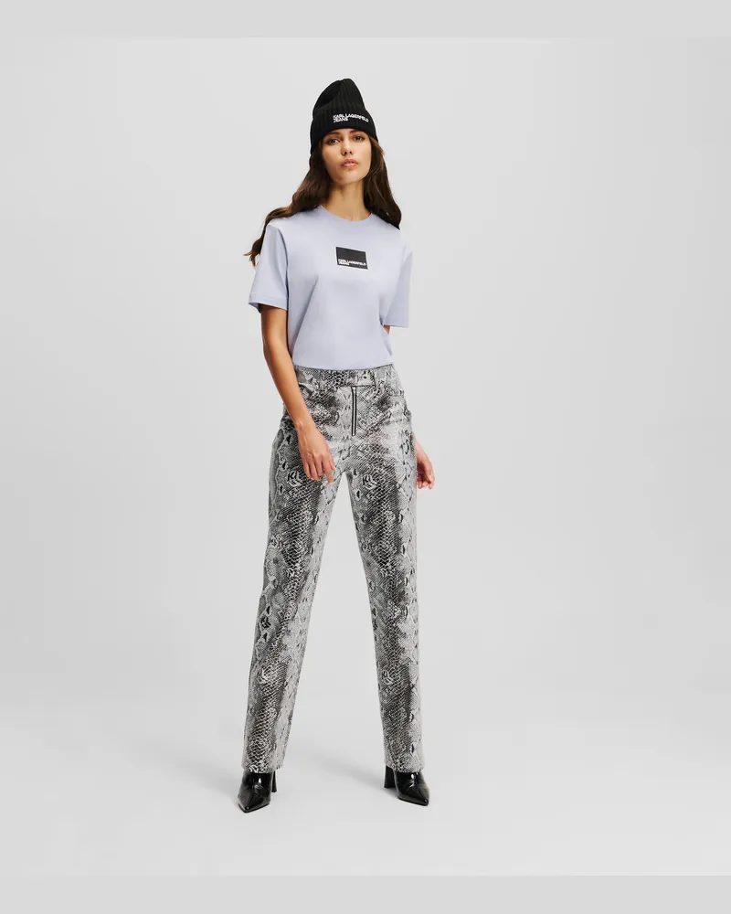 Karl Lagerfeld Hose Aus Kunstleder In Schlangen-optik, Frau, Schwarze Schlange, Größe Schwarze