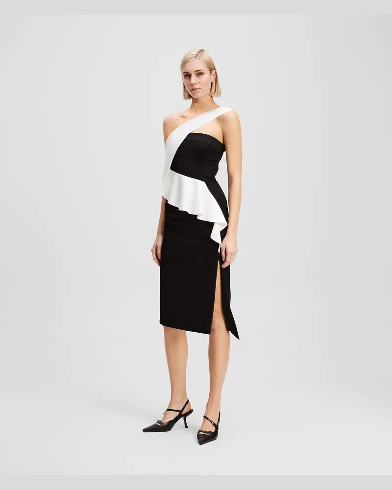Karl Lagerfeld One-shoulder-kleid, Damen, Schwarz/weiss, Größe Schwarz