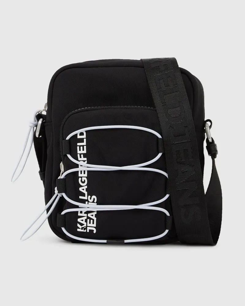 Karl Lagerfeld Reporter-tasche Im Utility-stil Mit Kordelzug, Herren, Schwarz, Größe Schwarz