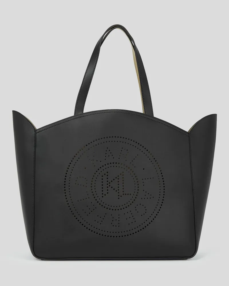 Karl Lagerfeld K/circle Grosse Tote-bag Mit Lochmuster, Frau, Schwarz, Größe Schwarz