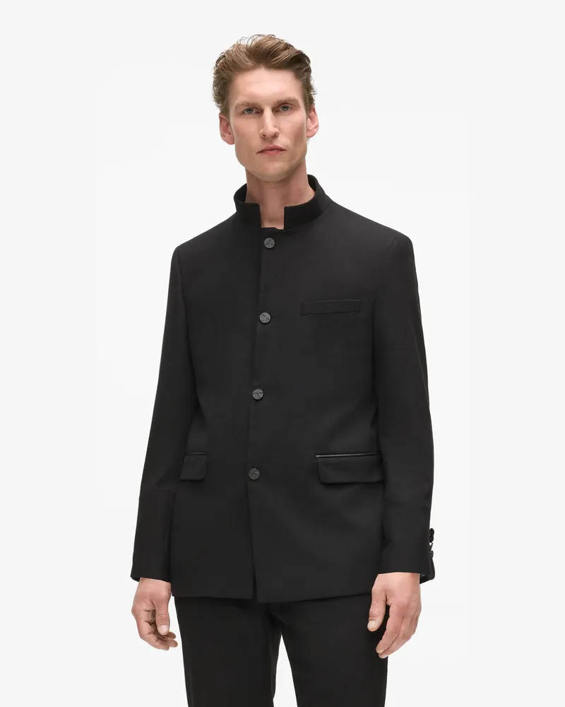 Karl Lagerfeld Jacke Mit Hohem Stehkragen, Herren, Schwarz, Größe Schwarz
