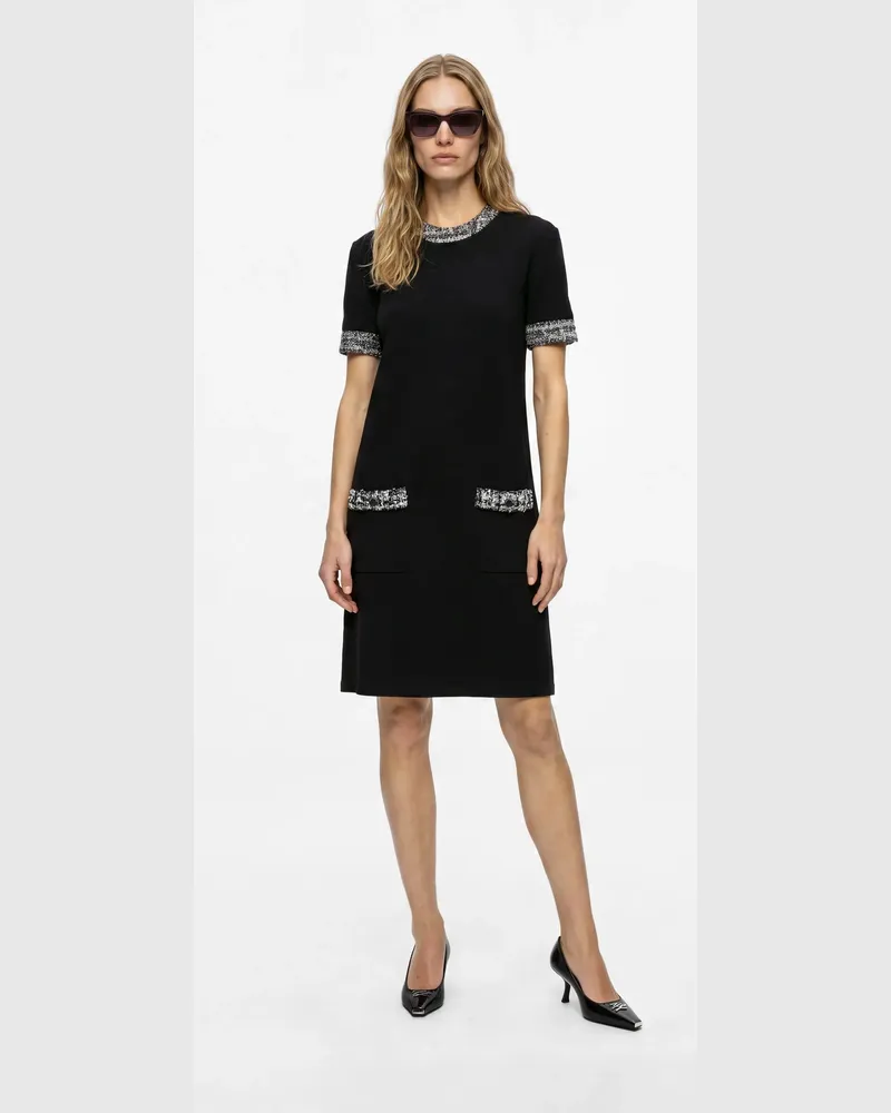 Karl Lagerfeld T-shirt-kleid Mit Bouclé-detail, Female, Schwarz, Size Black