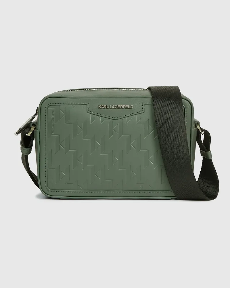 Karl Lagerfeld K/loom Kameratasche Aus Leder, Herren, Thymian, Größe Thymian
