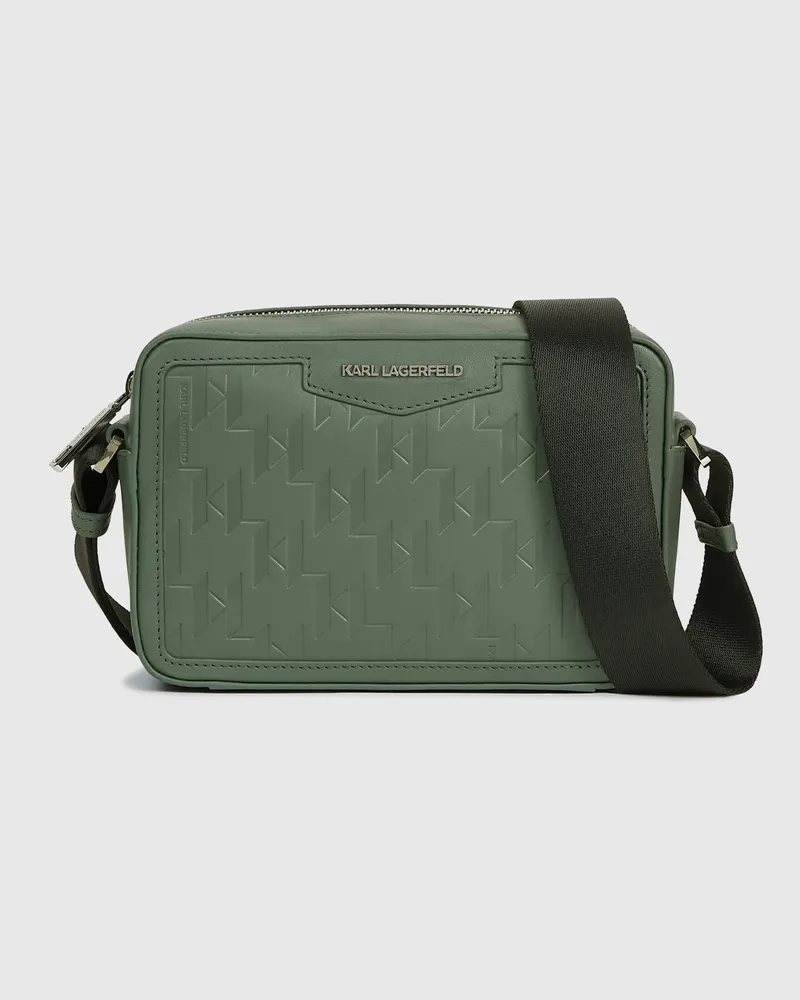 Karl Lagerfeld K/loom Kameratasche Aus Leder, Herren, Thymian, Größe Thymian