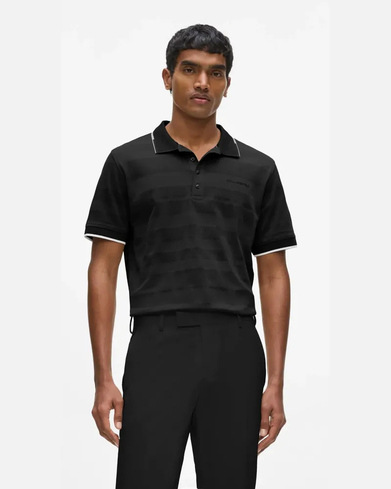 Karl Lagerfeld Gestreiftes Poloshirt, Herren, Schwarz, Größe Schwarz