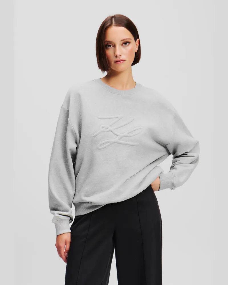 Karl Lagerfeld Sweatshirt Mit Autogramm, Frau, Hellgrau Mel, Größe Hellgrau