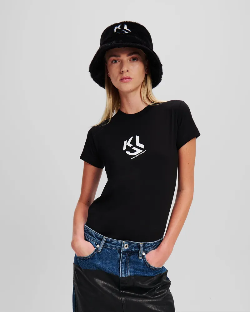 Karl Lagerfeld Klj monogram T-shirt, Frau, Schwarz Schwarz