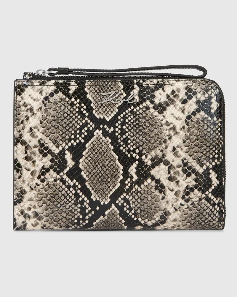 Karl Lagerfeld K/signature Python Travel-beutel, Damen, Natural Snake All Over Print, Größe Natural