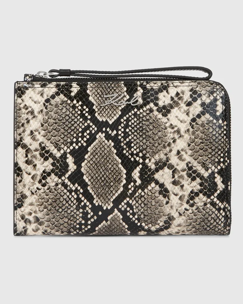 Karl Lagerfeld K/signature Python Travel-beutel, Damen, Natural Snake All Over Print, Größe Natural