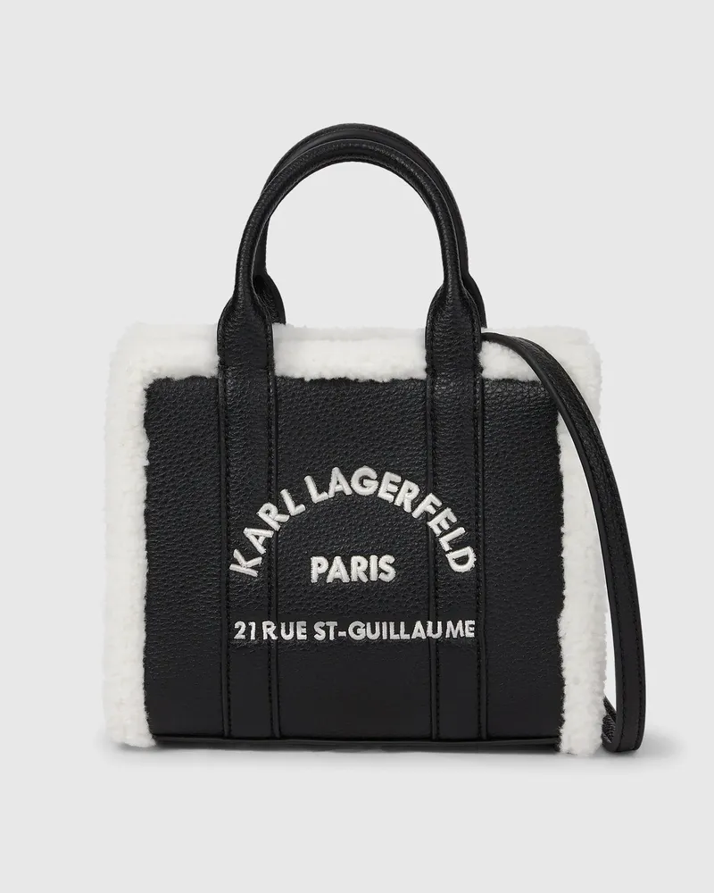 Karl Lagerfeld Rue St-guillaume Mini-tote Bag Aus Kunstlammfell, Female, Schwarz, Size Black
