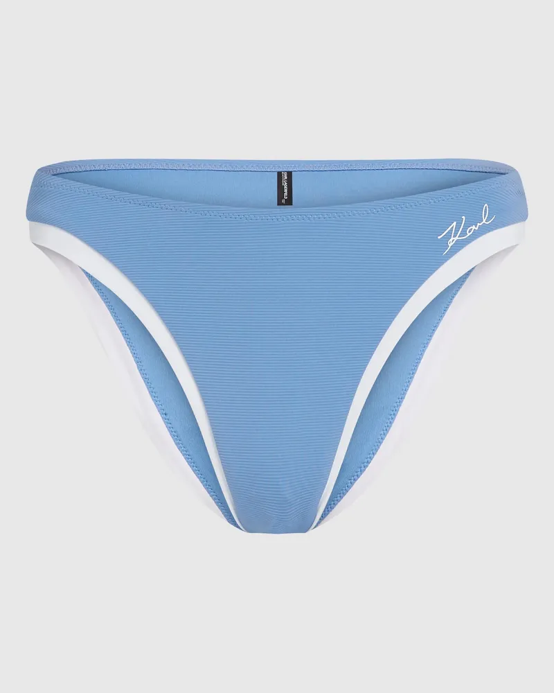Karl Lagerfeld Signature-bikinihose Mit Paspelierung, Damen, Silberseeblau, Größe Silberseeblau