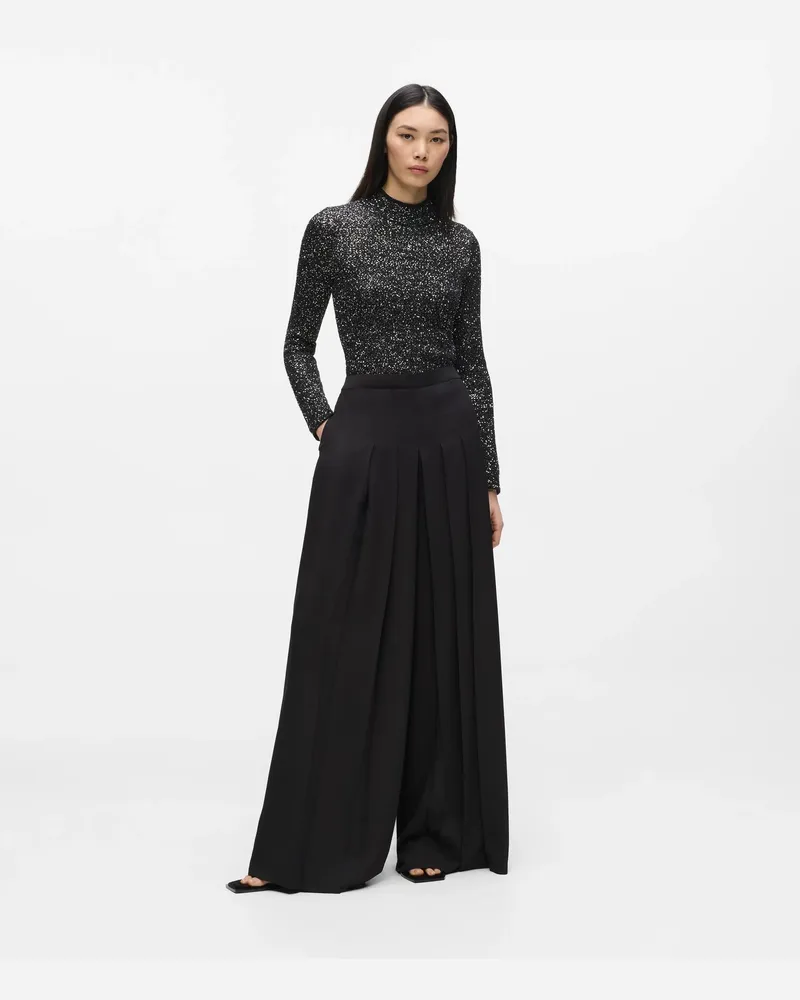 Karl Lagerfeld Weit Geschnittene Hose Mit Falten, Damen, Schwarz, Größe Schwarz