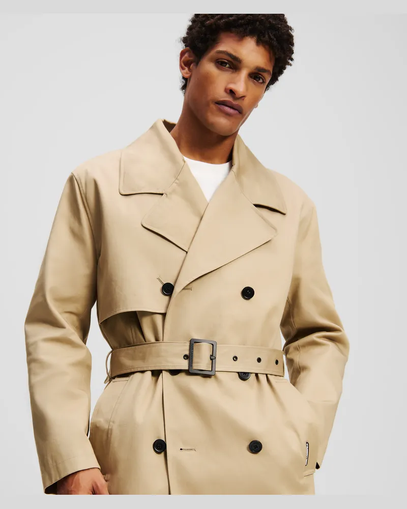 Karl Lagerfeld Trenchcoat Mit Kapuze, Herren, Sommer Beige, Größe Sommer
