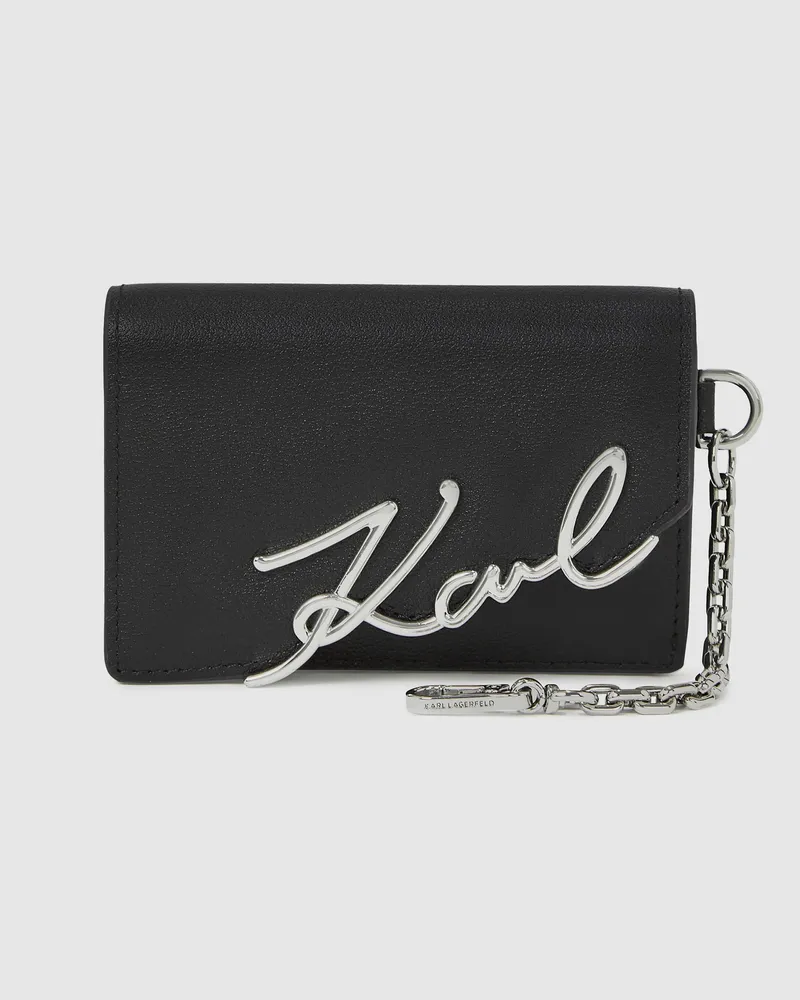 Karl Lagerfeld K/signature Kartenhalter, Damen, Schwarz-nickel, Größe: One Size Schwarz-nickel