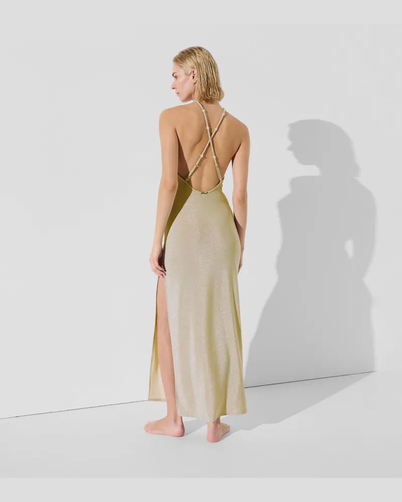 Karl Lagerfeld Schimmerndes Strandkleid, Damen, Champagner, Größe Champagner