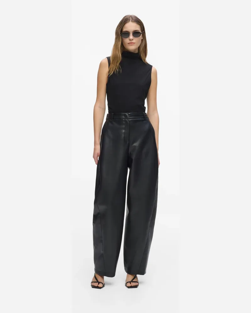 Karl Lagerfeld Kunstleder Barrel-hose, Female, Schwarz, Size Black