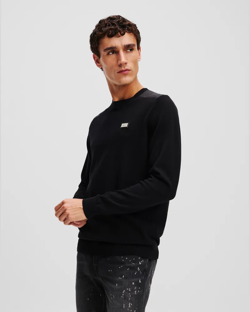Karl Lagerfeld Sweatshirt Mit Schulterpanel, Mann, Schwarz, Größe Schwarz