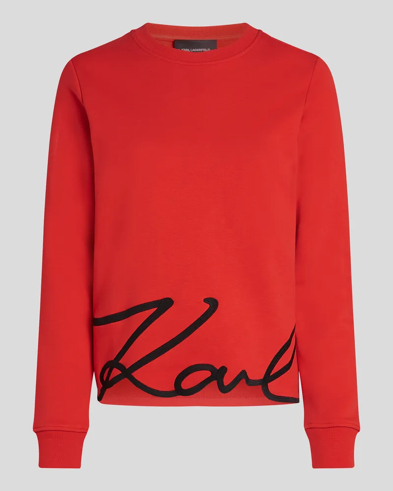 Karl Lagerfeld Sweatshirt Mit Signatur-logo Am Saum, Frau, Racing Red, Größe Racing