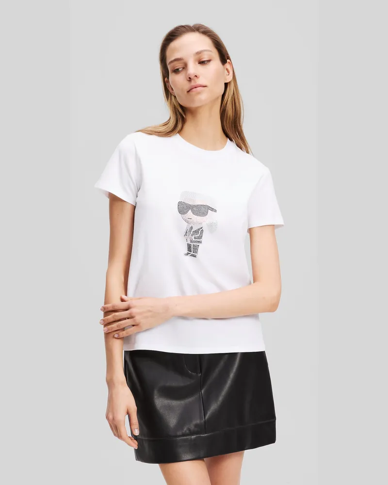 Karl Lagerfeld Ikon T-shirt Mit Strass, Damen, Weiss, Größe Weiss