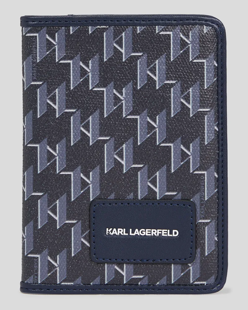 Karl Lagerfeld K/voyage reisepassetui, Frau, Marineblaues Monogramm, Größe Marineblaues