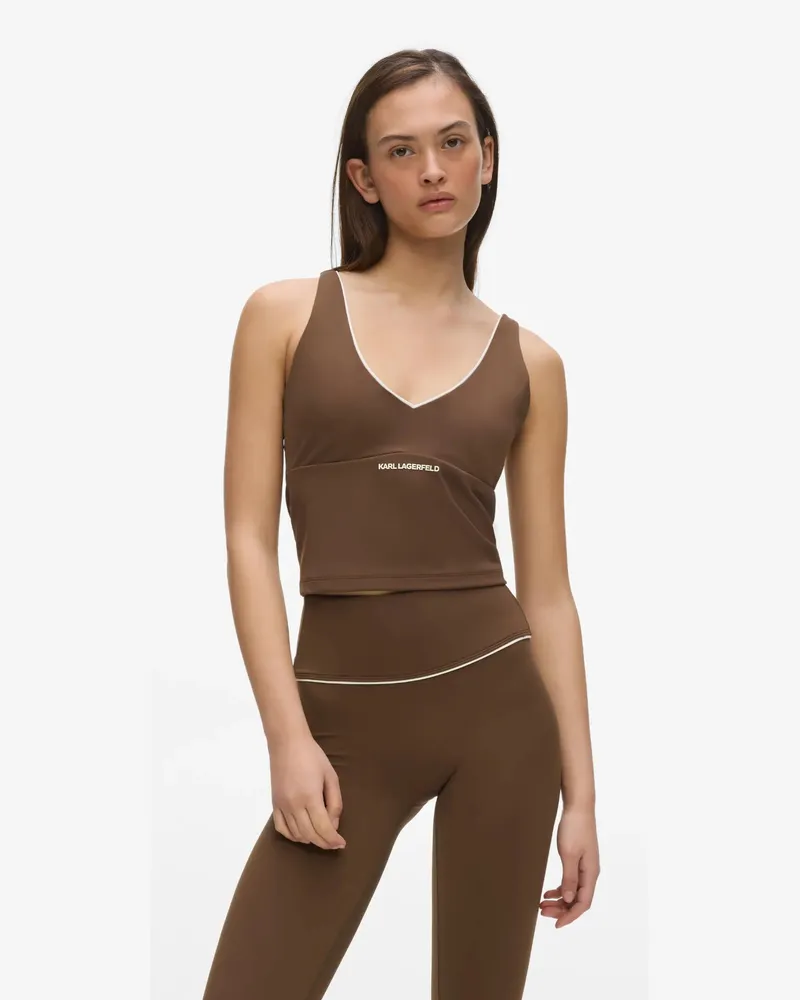 Karl Lagerfeld Athleisure-tanktop Mit Kontrastierender Paspelierung, Damen, Kastanie, Größe Kastanie