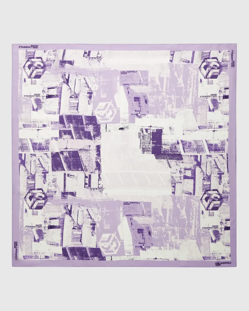 Karl Lagerfeld Großes Quadratisches Bandana Mit Cityscape-motiv, Female, Concrete Layering All Over Print, Size Multicoloured