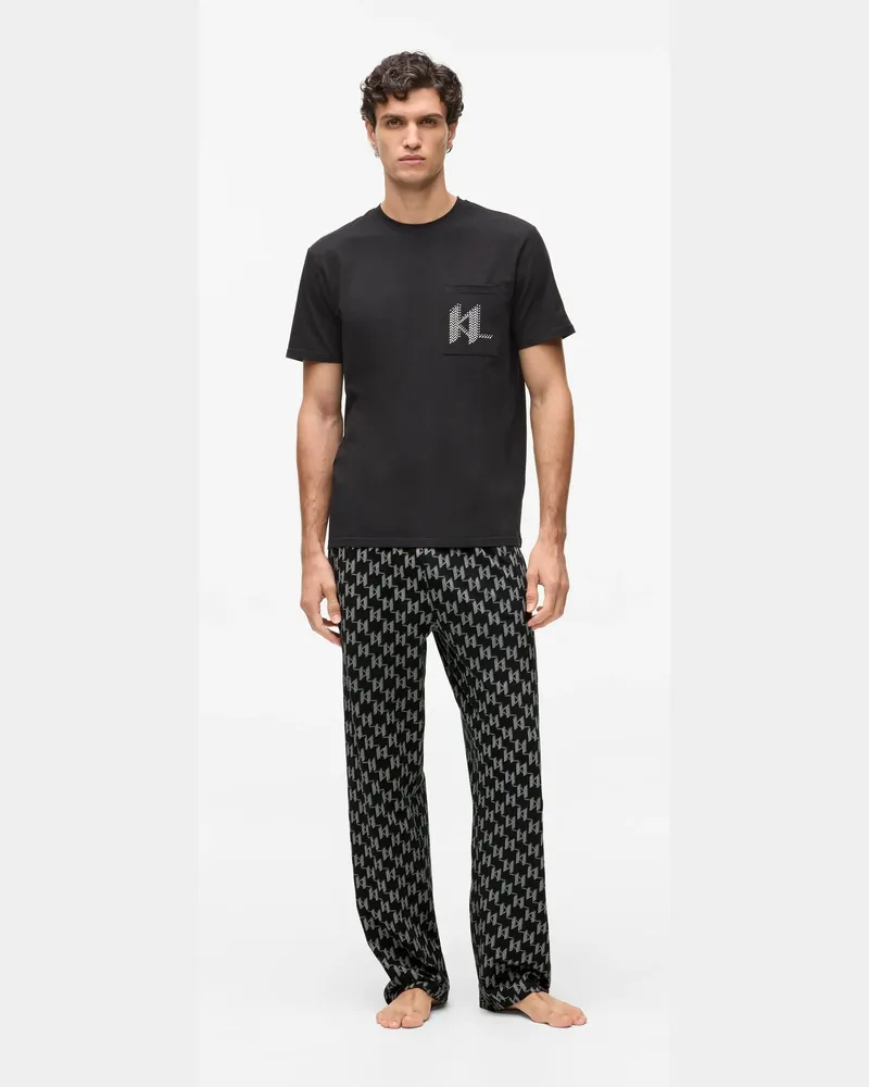 Karl Lagerfeld Monogram-pyjama-set, Male, Schwarz, Size Black