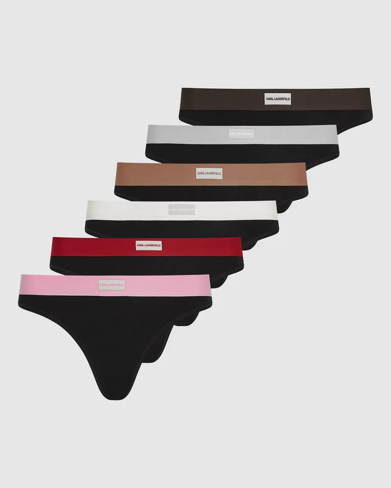 Karl Lagerfeld Tanga Mit Logoetikett – 7er-set, Damen, Weiß-grau Gestreift, Größe Weiß-grau