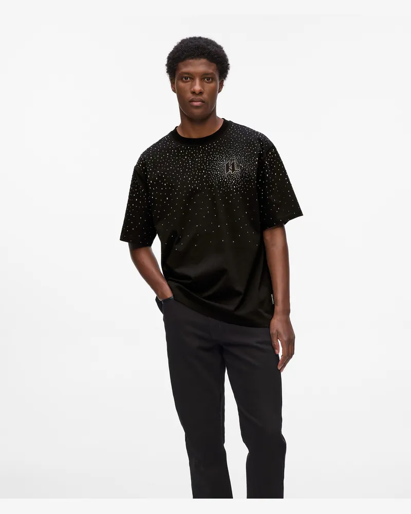 Karl Lagerfeld Strass-monogram T-shirt, Herren, Schwarz, Größe Schwarz