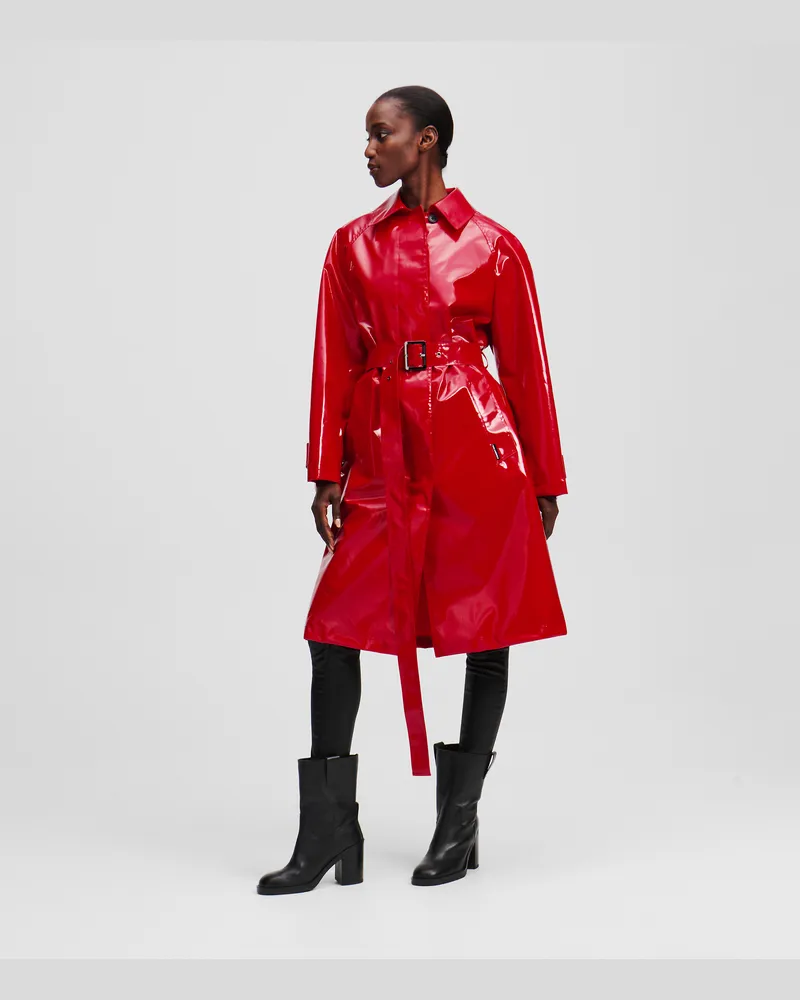 Karl Lagerfeld Beschichteter Trenchcoat, Frau, Racing Red, Größe Racing