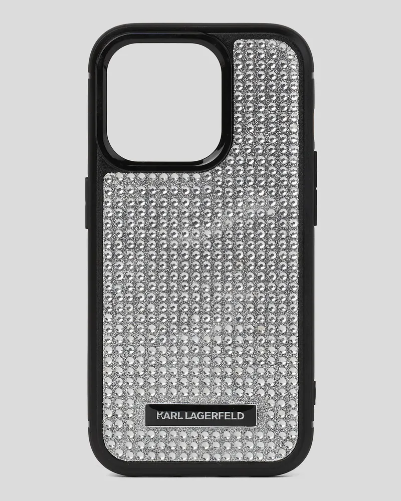 Karl Lagerfeld Schutzhülle Für Iphone 16 pro Mit Logo Und Strass, Frau, Silver, Größe Silver