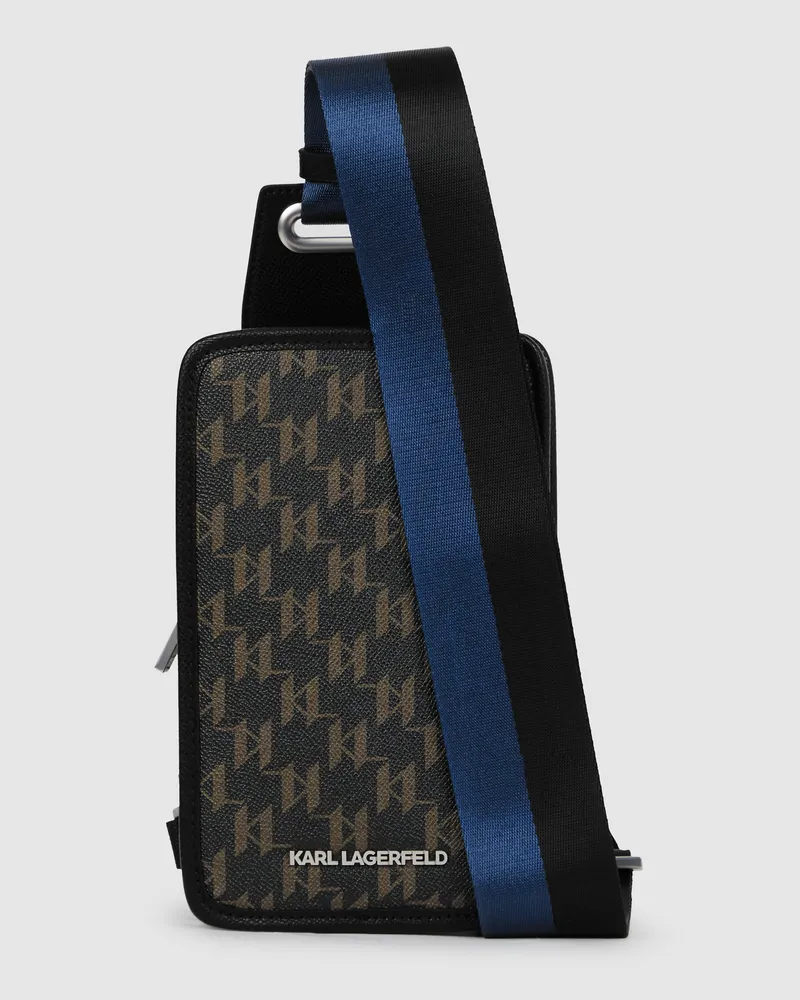 Karl Lagerfeld K/monogram Kanvas Slingbag, Herren, Gartengrün, Größe Gartengrün