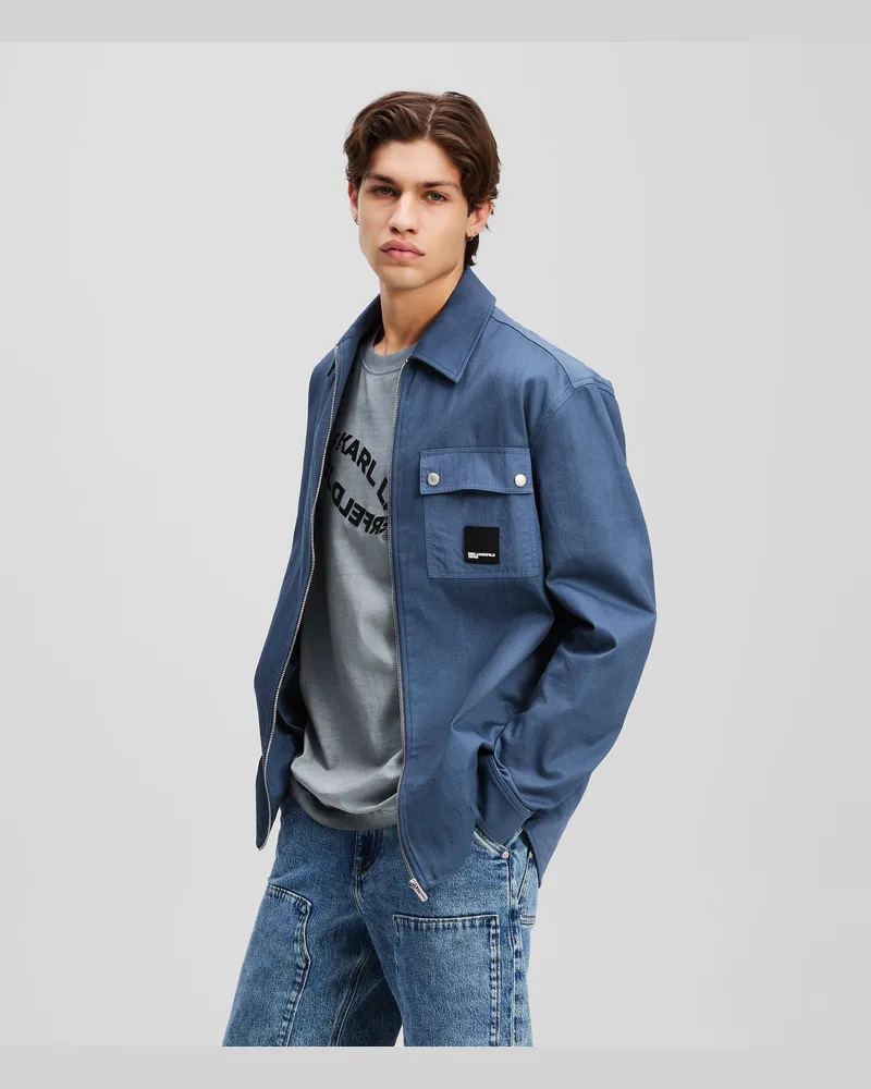 Karl Lagerfeld Overshirt Mit Materialmix, Herren, Vintage Indigo, Größe Vintage