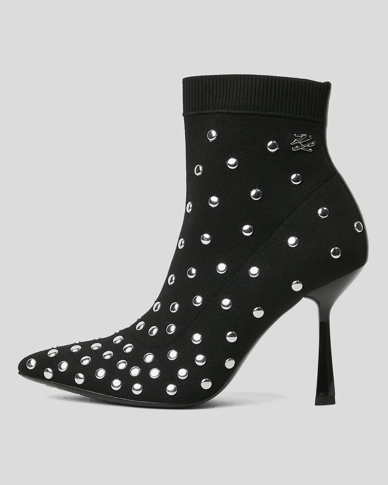 Karl Lagerfeld Pandara Gestrickte Stiefel Mit Niete, Female, Schwarz/silber, Size Black