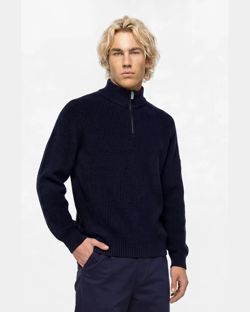 Karl Lagerfeld Pullover Mit Halbhohem Reißverschluss Und Box-logo, Herren, Peacoat, Größe Peacoat