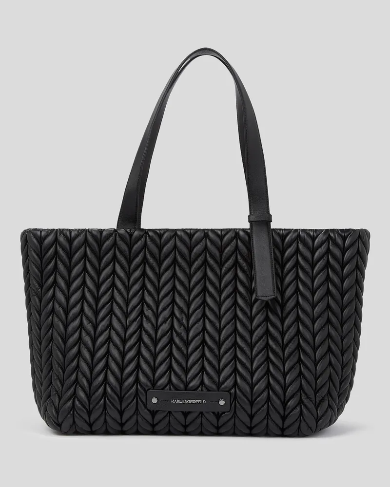Karl Lagerfeld K/weave Grosse Tote-bag, Frau, Schwarz-Nickel, Größe Schwarz-nickel