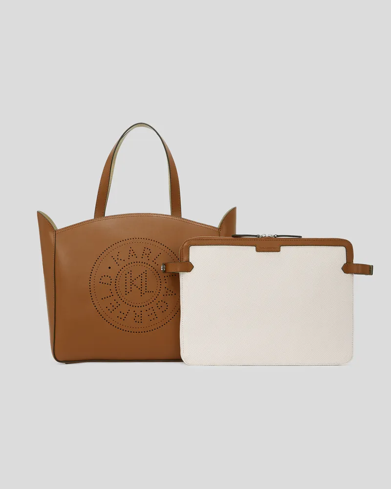Karl Lagerfeld K/circle tote-bag Mit Beutel Und Lochmuster, Frau, Dunkles Tan, Größe Dunkles
